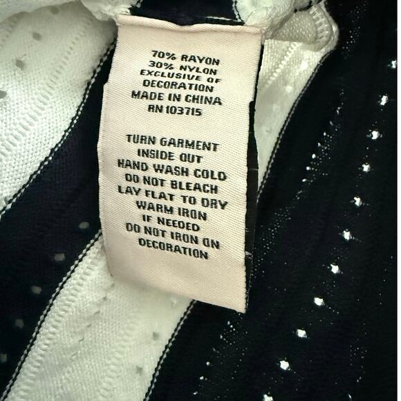 Nanette Lepore Striped Textured Knit Top XS, Navy and White - Picture 5 of 6